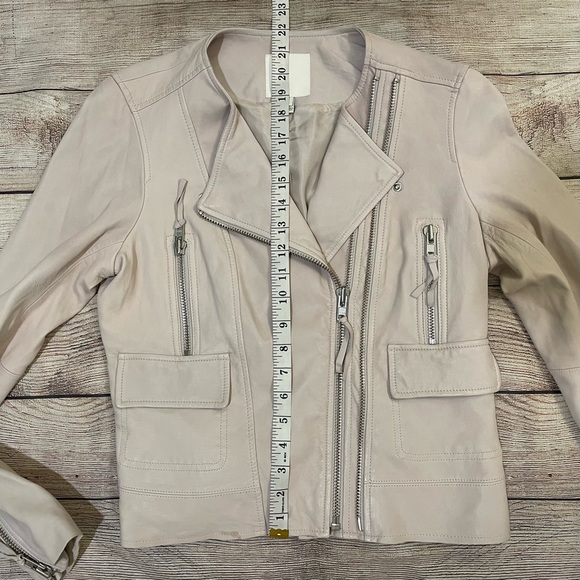 JOIE Vivianette Pink Genuine Lamb Leather Jacket - Picture 13 of 16